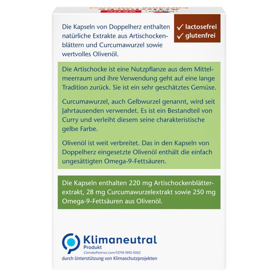 Доппельгерц экстракт Артишока + Куркумы + Омега-9 оливкового масла Doppelherz Artischocke + Curcuma + Olivenol | Зображення 3