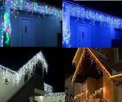 Новорічна святкова гірлянда бахрома 120 Led прозорий провід 3х0.5 м | Зображення 1