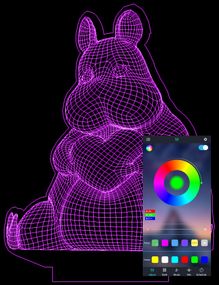 Акриловый светильник-ночник управление с телефона Бегемот с сердцем tty-n000711