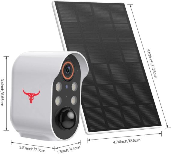 Беспроводная камера видеонаблюдения HubFlashy 1080P с солнечной батареей и 4 прожекторами | Зображення 5