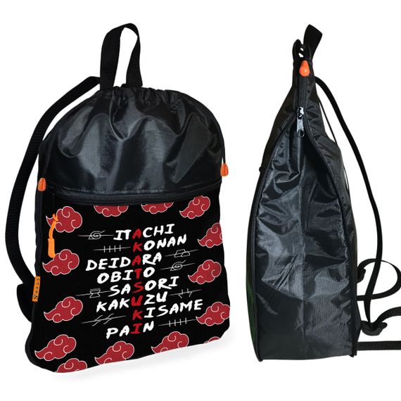 Рюкзак-мешок для обуви,спортивной формы Аниме Наруто Акацуки детская сумка для сменки с расширителем (01209)
