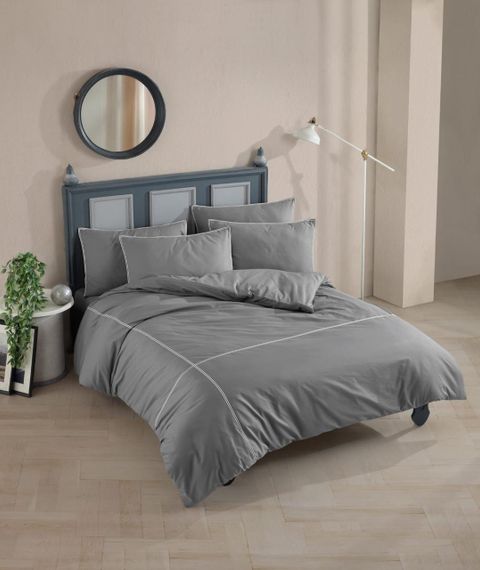 Постільна білизна Turkiz Ranforse Prima 200 х 220 см Carven Grey