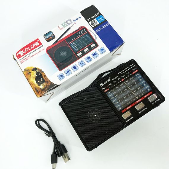 Радіо GOLON RX-8866 цифровий портативний радіоприймач із ліхтариком функцією PowerBank. Колір: чорний | Зображення 5