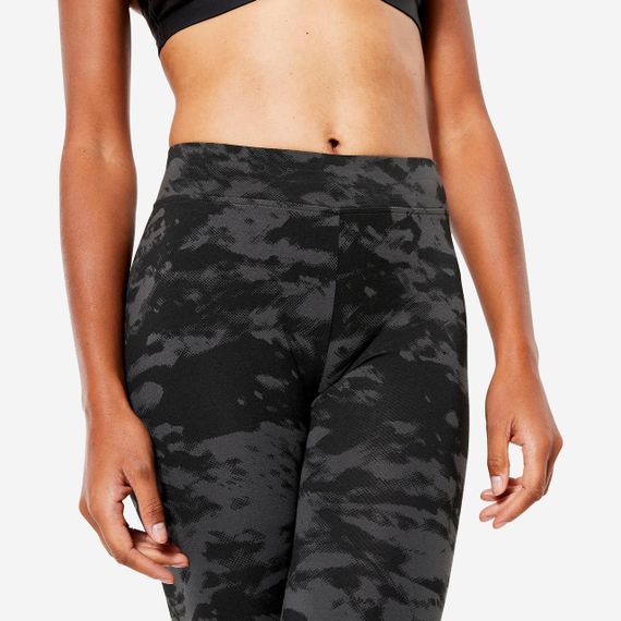 Легінси жіночі Fit+ 500 для фітнесу чорні з принтом - S UA42L31 | Зображення 2