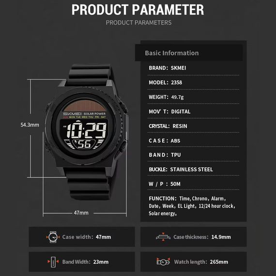 Годинники на руку для військових SKMEI 2358BKBK, Військові годинники для ВСУ туризму IC-34 | Зображення 4