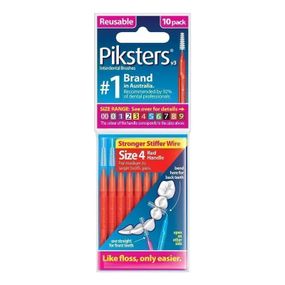 Міжзубні йоржики Piksters, № 4 (діаметр 0.9) червоні, конусні, 10 шт
