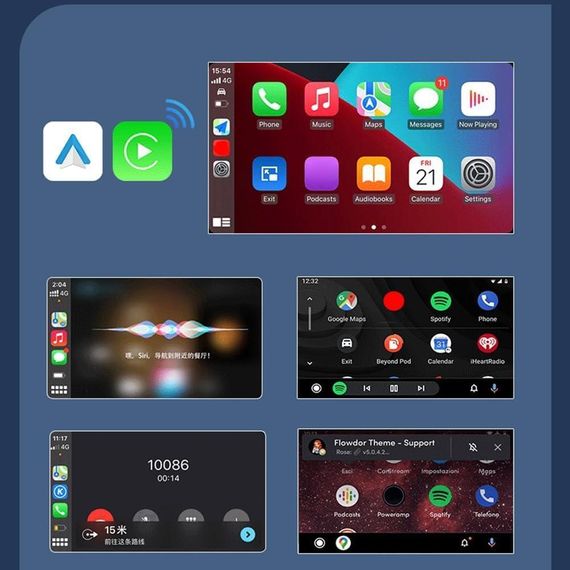 CarPlay Android Auto Бездротовий адаптер 2-в-1 з WiFi Bluetooth, Карплей для авто iOS 10+ Android 11+ USB | Зображення 6