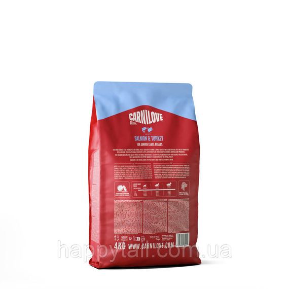 Беззерновой сухой корм Carnilove Salmon & Turkey Junior Large Breed для щенков крупных пород лосось и индейка 4 кг | Зображення 1