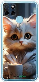Чохол на Realme C25Y Білий кіт "5646sp-2553-2448"