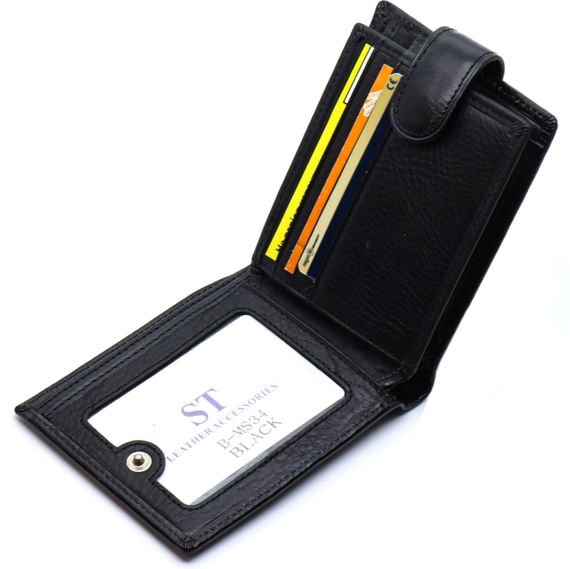 Стильне чоловічий портмоне з натуральної шкіри ST Leather B-MS34 Чорний | Зображення 4