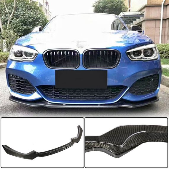 Накладка на передній бампер Lip V1 (для M-Sport 2015-2019, Карбон) для BMW 1 серія F20/21 рр