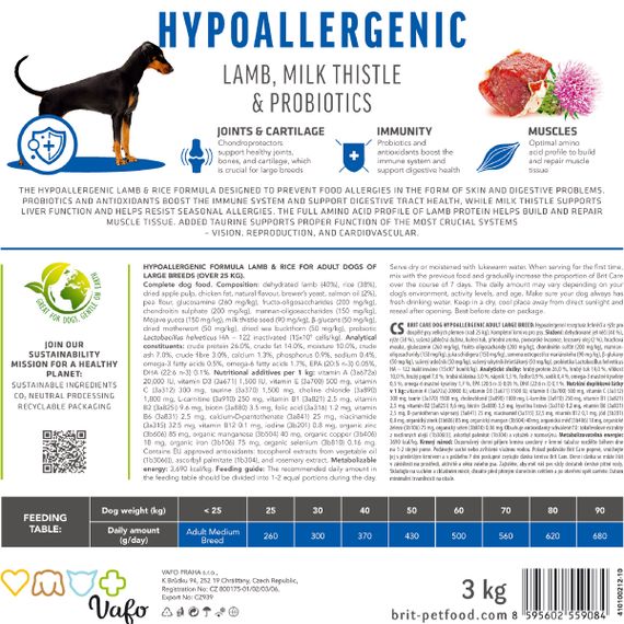 Корм сухий Brit Care Dog Hypoallergenic Adult Large Breed для дорослих собак великих порід гіпоалергенний з ягням 1 кг | Зображення 8