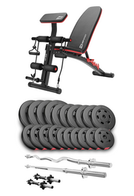 Набір Hop-Sport Premium 105кг з лавою HS-1035, штангами та гантелями