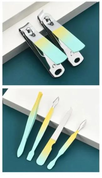 Набор профессиональный для маникюра/педикюра на 10 предметов мятно-желтый в мягком кейсе | Зображення 3