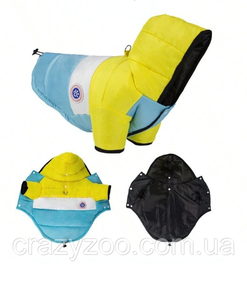 Куртка для собак та котів EcoToys Yellow-Blue M жовто-блакитна A: 29 см B: 43 см C: 29 см M-6922 | Зображення 1