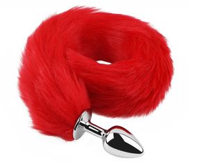 Анальная пробка с хвостом EGZO - Fox Tail Silver Plug Red, size S Sex Aura