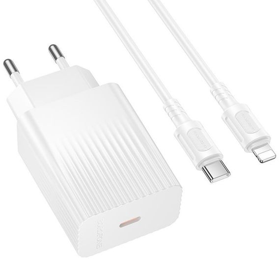 МЗП Borofone BAS73A Source PD20W (1USB-C) + кабель Type-C to Lightning White | Зображення 1