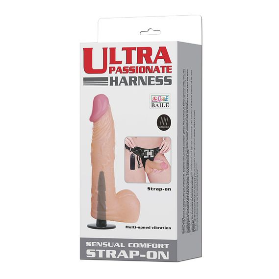 Страпон - Ultra Passionate Harness Vibrating, 16.5 см | Зображення 1