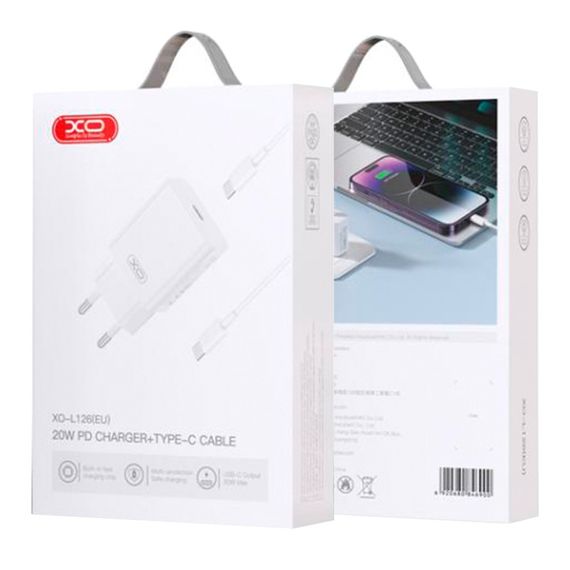 Мережевий зарядний пристрій XO L126 1 USB-C PD/QC 20W+Type-C to Lightning | Зображення 4