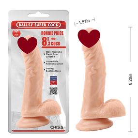 Фалоімітатор реалістичний Chisa Ballsy Super Cock 8.3 з мошонкою, на присосці, бежевий Sex Aura