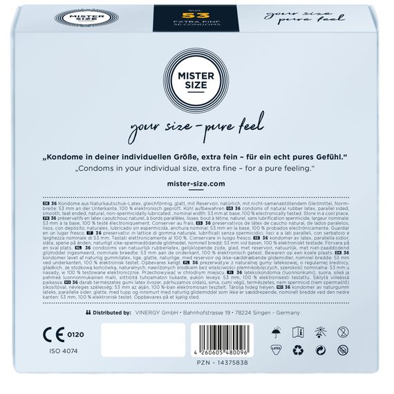 Презервативи Mister Size - pure feel - 53 (36 condoms), товщина 0,05 мм | Зображення 2
