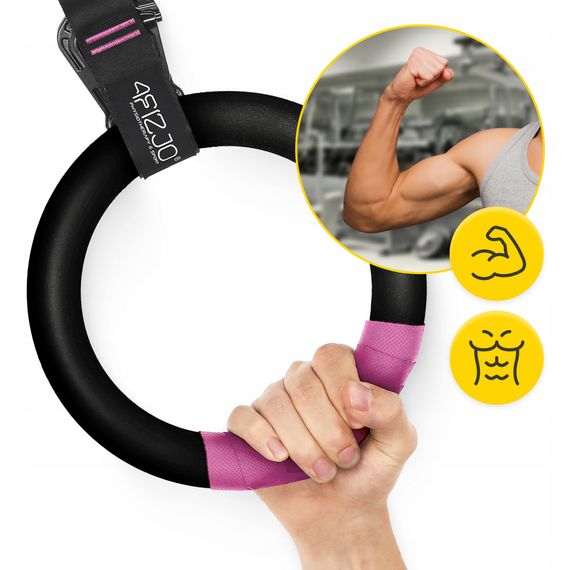 Гімнастичні кільця 4FIZJO з ABS пластику, регульовані Black/Pink (P-5905973406116) | Зображення 3