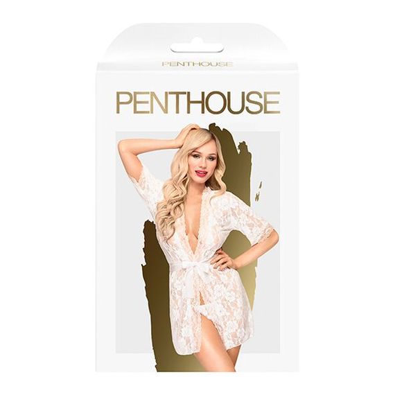 Комплект пеньюар, трусики з доступом та бралет Penthouse - Hypnotic Power White XL | Зображення 2