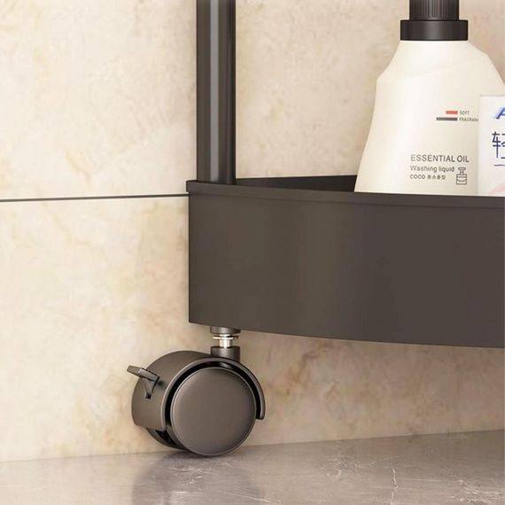 Кутовий стелаж для ванної кімнати на 4 яруси, (85х28х22см), Чорний / Полиця для ванної на коліщатках | Зображення 4