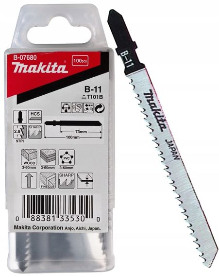 Набор полотен HCS для лобзика по дереву Makita B-07680 (100 шт)