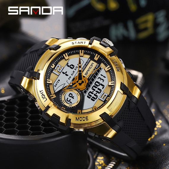 Чоловічий годинник Sanda 6015 Black-Gold | Зображення 3