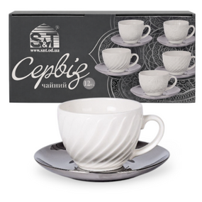 Сервіз чайний Silver Hayatti 12 предметів (ч.250мл + блюдце d15см) 04-001-008 S&T