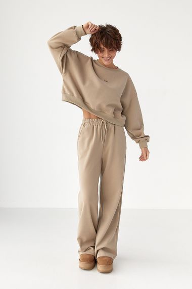 Вільний теплий спортивний костюм - світло-коричневий цвет, S/M (є розміри)