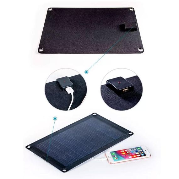 Портативний сонячний зарядний пристрій Dasolar 10W / 1xUSB - Black | Зображення 2