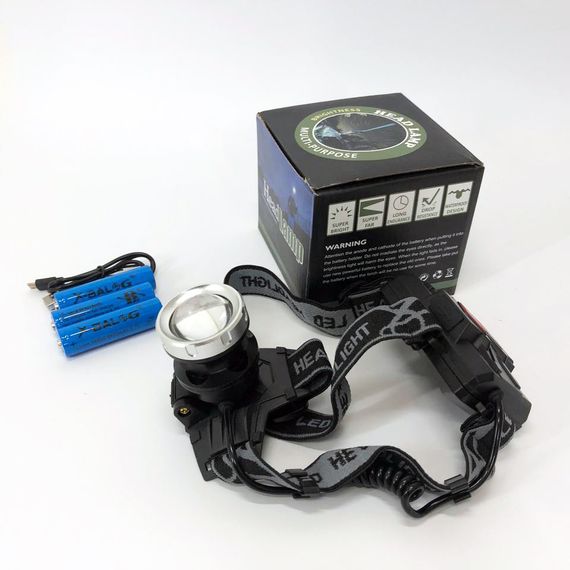 Ліхтар акумуляторний для риболовлі, Ліхтар на голову для ЗСУ голови зі світлодіодами DK-27 | Зображення 1