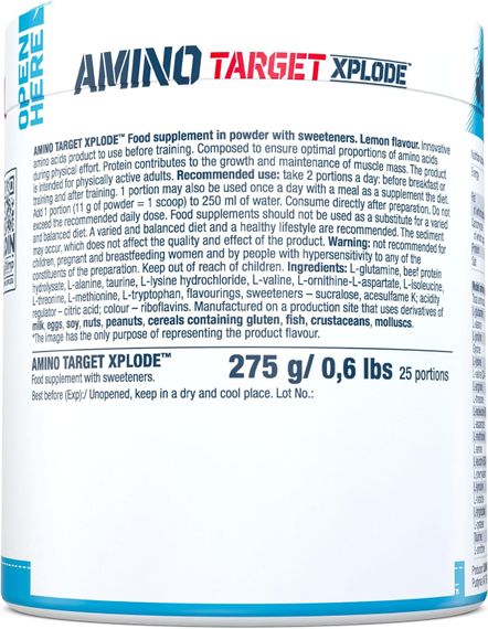 Аминокислотный комплекс Olimp Amino Target Xplode 275 г, лимон | Зображення 2