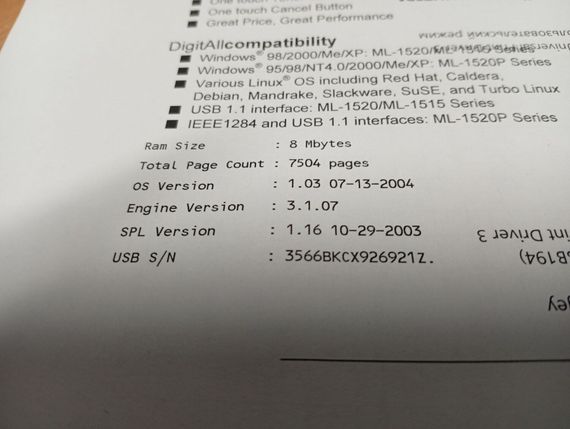 Принтер  ML-1520P / Лазерний монохромний друк / 600 x 600 dpi / A4 / 14 стор/хв / USB 2.0 б/в | Зображення 6