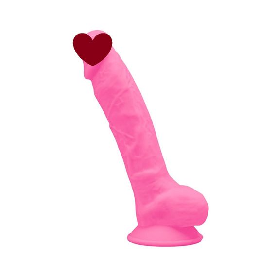 Фалоімітатор SilexD Johnny Pink Glow in the dark, двошаровий, силікон+Silexpan, діаметр 3,5см Sex Aura