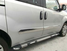 Молдинг дверний (4 шт., нерж.) OmsaLine - Італійська нержавійка для Fiat Doblo III 2010-2022 рр