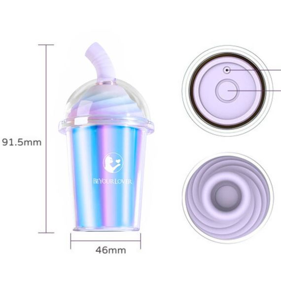 Вакуумний стимулятор у формі стаканчика з трубочкою BeYourLover Joy Cup голубий, 9.1 см х 4.6 см Sex Aura | Зображення 7