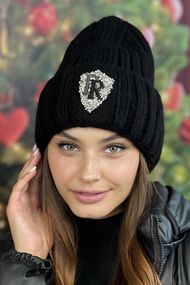 Шапка-колпак с блестящим логотипом черный