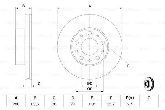 Диск гальмівний FIAT DUCATO, PEUGEOT BOXER, BOSCH (0986479313) | Зображення 4