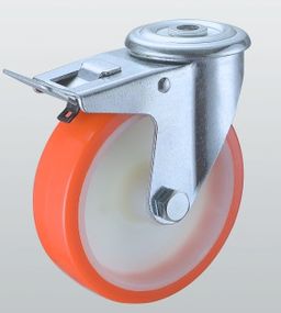 Колесо поворотное STANDART с отверстием и тормозом 4306-ST-080-R