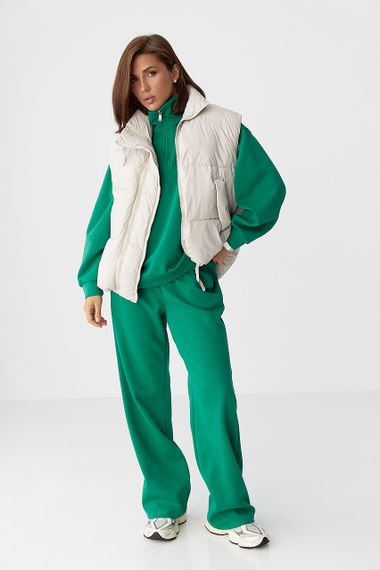 Жіноча тепла подовжена жилетка - бежевий цвет, L (є розміри) | Зображення 2