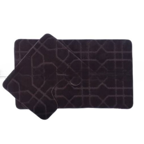 АКЦІЯ Набір килимків для ванної 2шт 50*60см+60*100см Геометрія Standard шоколадний + Фіранка PEVA Дариана