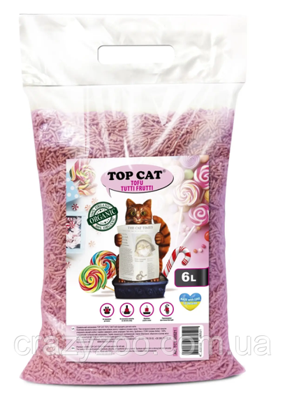 Наповнювач для котячого туалету Top Cat Tofu соєвий тофу з ароматом тутті фрутті 6 л TCT 80576