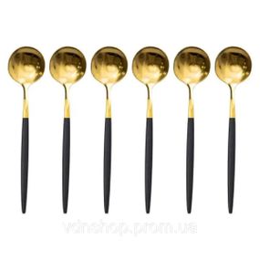 Набор чайных ложек 6 штук чайные ложки из нержавеющей стали 12.9 см Черный с золотом HP-20-5