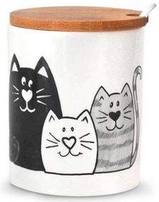 Цукорниця «Мурчики» 330мл керамічна з бамбуковою кришкою