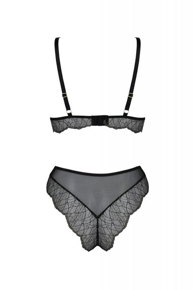 Комплект білизни Passion Amberly Set 4XL/5XL black, ліф, трусики бразиліана, люрексова нитка, 4XL/5XL | Зображення 3
