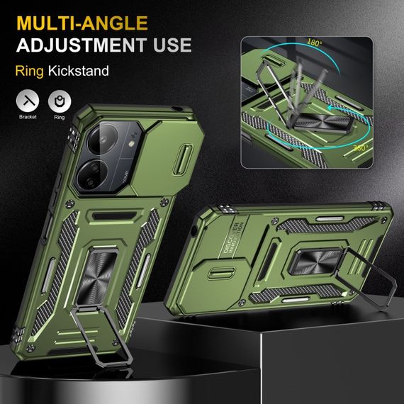 Ударопрочный чехол Camshield Army Ring для Xiaomi Redmi 13C / Poco C65 Оливковый / Army Green | Зображення 3