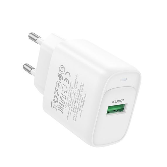 МЗП Hoco C140A Smart QC3.0 18W (1USB-A) White | Зображення 3